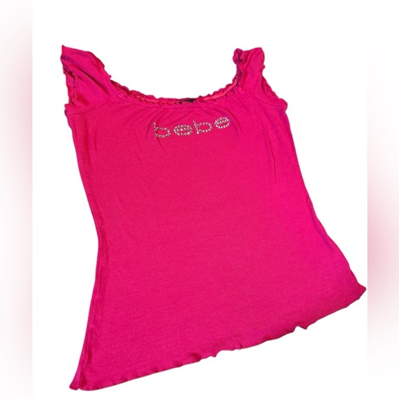 Bebe Y2K Fuchsia Ruffled Tank Top - Picture 2 of 5